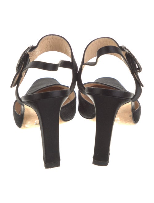 Manolo Blahnik Satin Crystal Embellishments Slingback Pumps