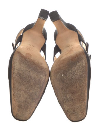 Manolo Blahnik Satin Crystal Embellishments Slingback Pumps