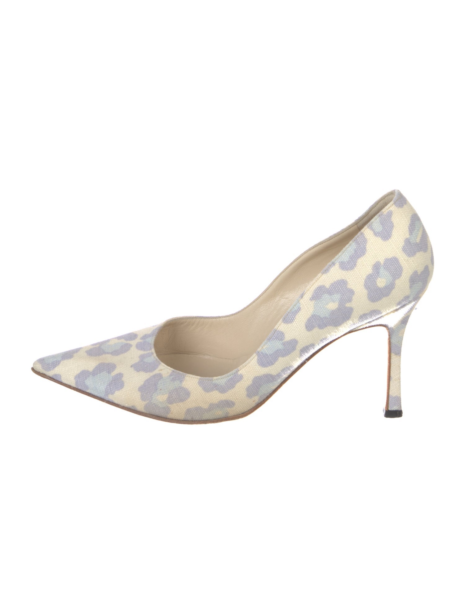 Manolo Blahnik Canvas Animal Print Pumps
