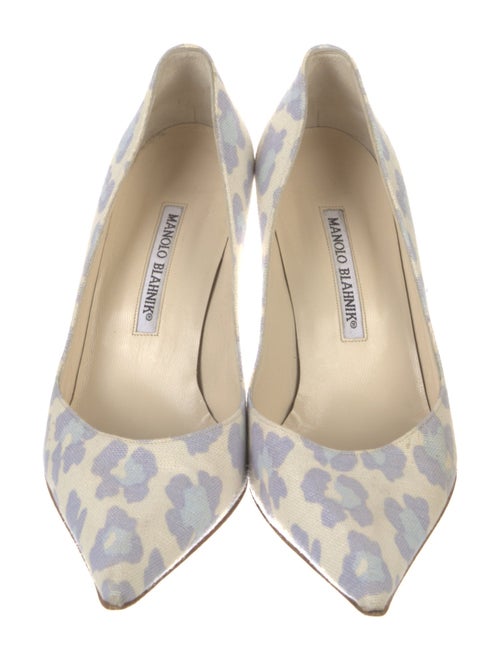 Manolo Blahnik Canvas Animal Print Pumps