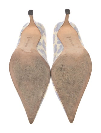 Manolo Blahnik Canvas Animal Print Pumps