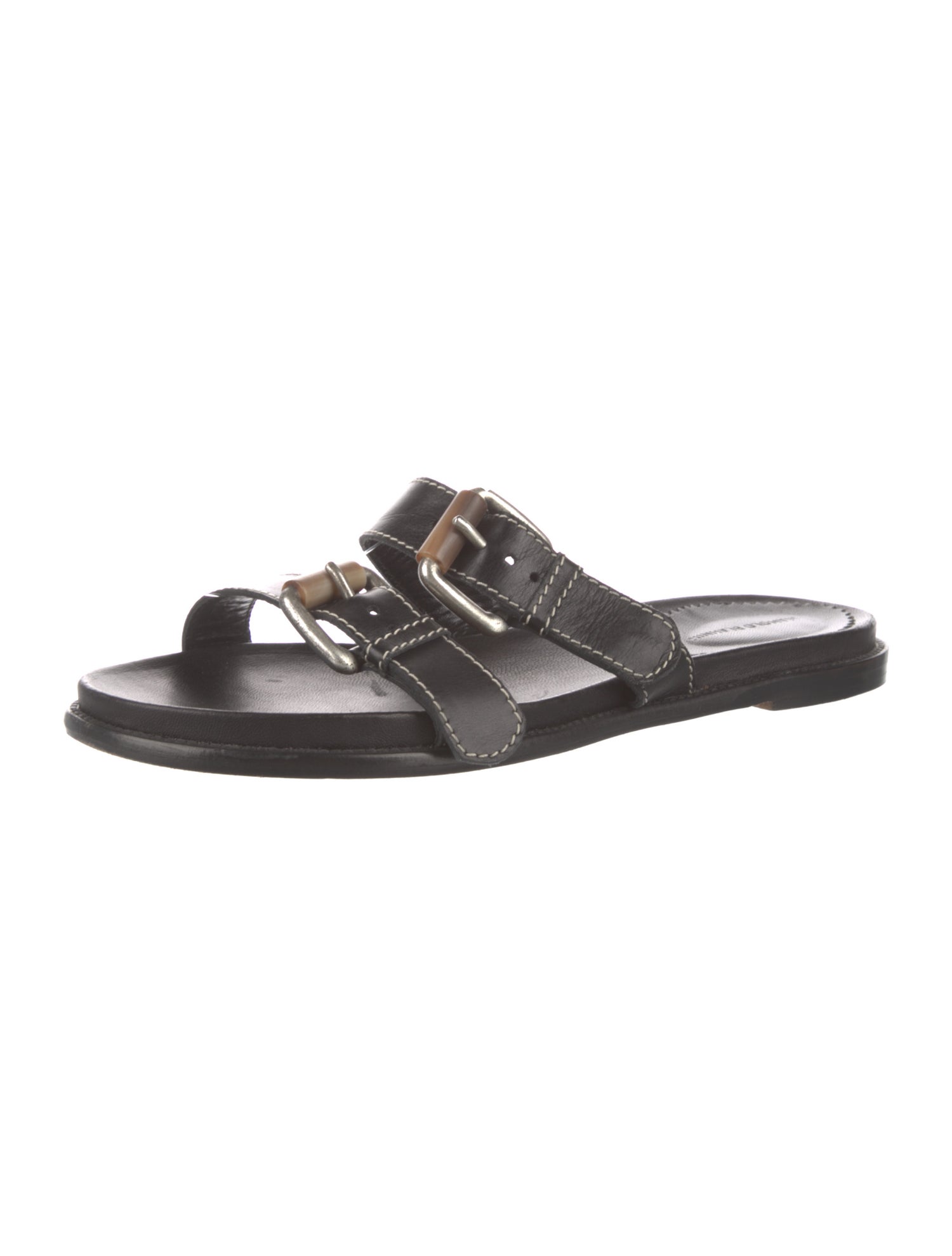 Manolo Blahnik Leather Slides