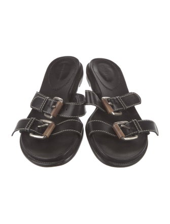 Manolo Blahnik Leather Slides