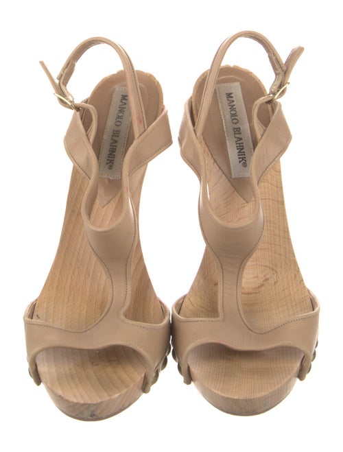 Manolo Blahnik Leather Studded Accents Slingback Pumps