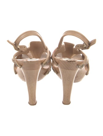 Manolo Blahnik Leather Studded Accents Slingback Pumps