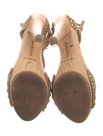 Manolo Blahnik Leather Studded Accents Slingback Pumps
