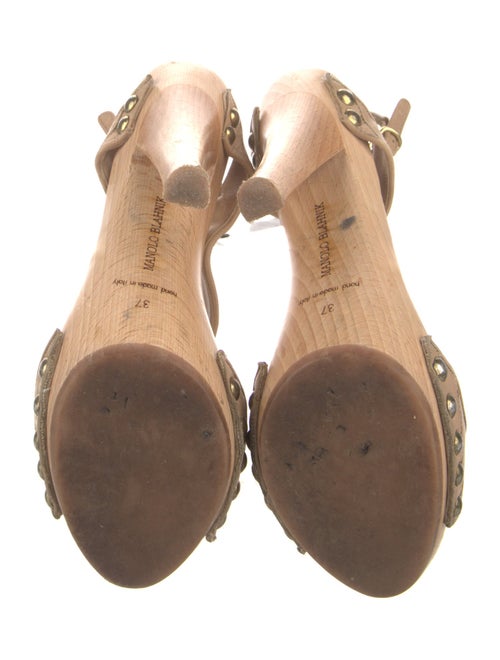 Manolo Blahnik Leather Studded Accents Slingback Pumps