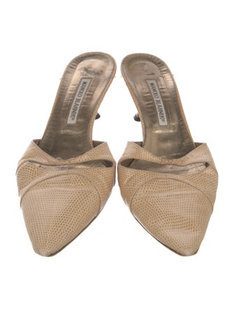 Manolo Blahnik Snakeskin Mules