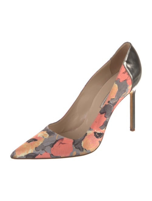 Manolo Blahnik Satin Floral Print Pumps
