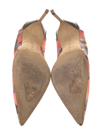 Manolo Blahnik Satin Floral Print Pumps