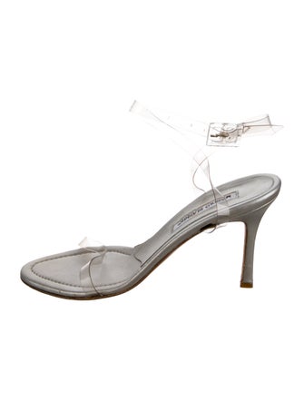 Manolo Blahnik PVC Leather Trim Embellishment Sandals