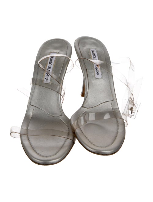 Manolo Blahnik PVC Leather Trim Embellishment Sandals