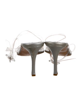 Manolo Blahnik PVC Leather Trim Embellishment Sandals