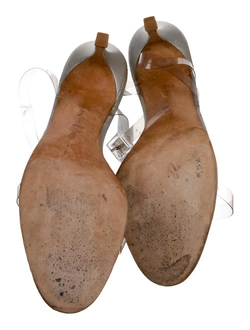 Manolo Blahnik PVC Leather Trim Embellishment Sandals