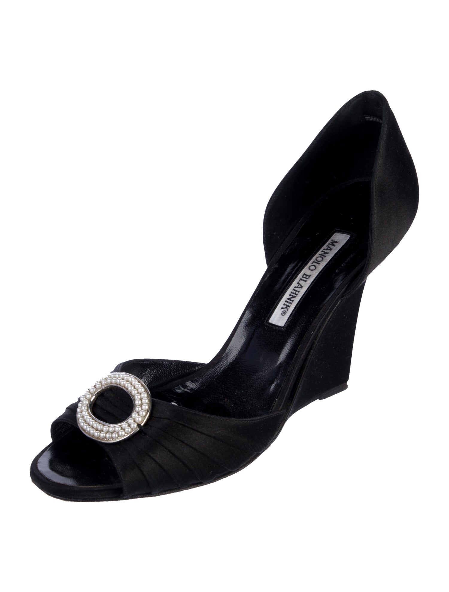 Manolo Blahnik Satin Crystal Embellishments Sandals