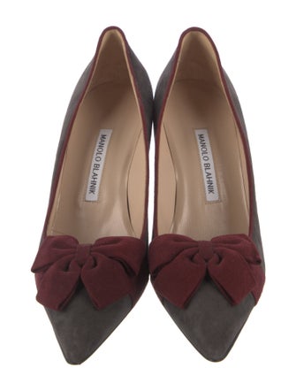 Manolo Blahnik Suede Floral Print Pumps