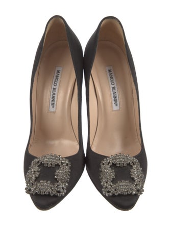 Manolo Blahnik Satin Crystal Embellishments Pumps