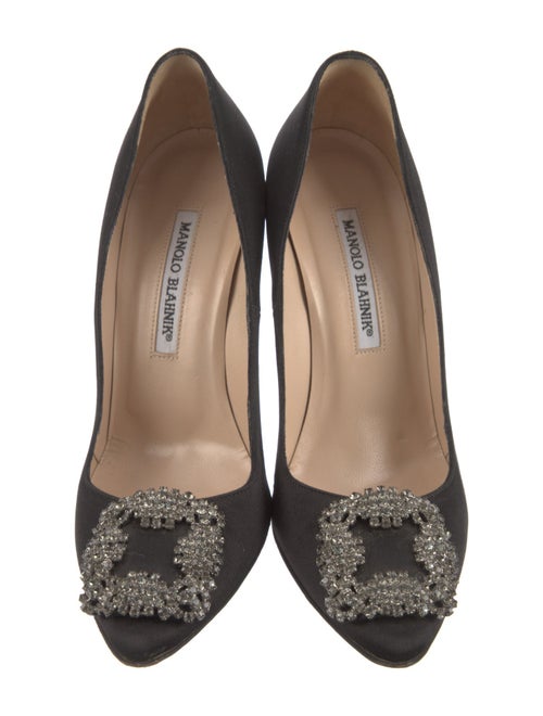 Manolo Blahnik Satin Crystal Embellishments Pumps