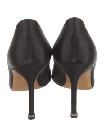 Manolo Blahnik Satin Crystal Embellishments Pumps