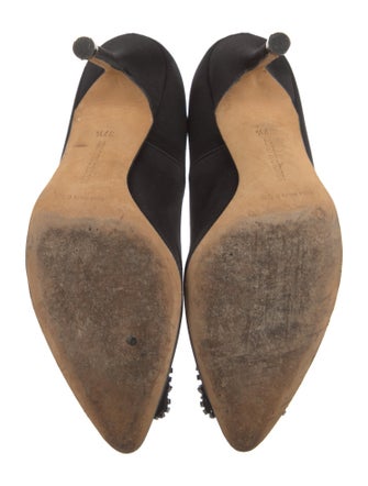 Manolo Blahnik Satin Crystal Embellishments Pumps