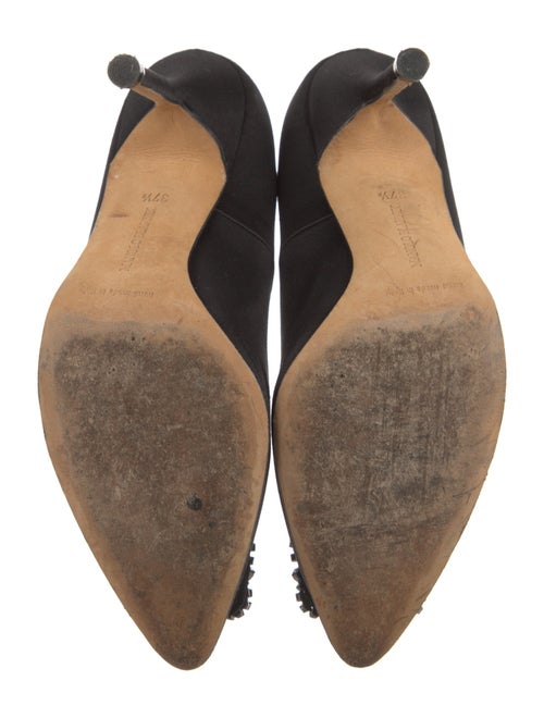 Manolo Blahnik Satin Crystal Embellishments Pumps
