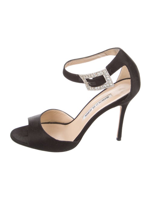 Manolo Blahnik Sanghalblack Satin D'Orsay Pumps