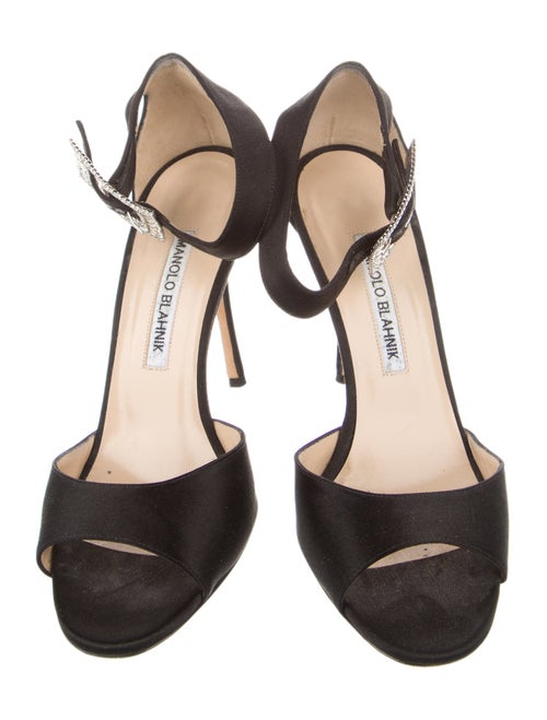 Manolo Blahnik Sanghalblack Satin D'Orsay Pumps