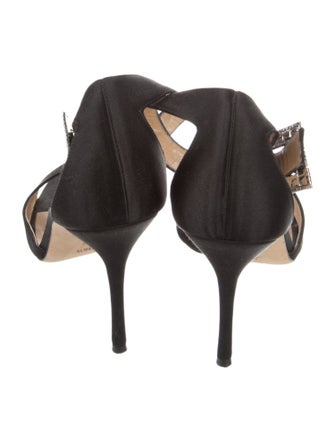 Manolo Blahnik Sanghalblack Satin D'Orsay Pumps