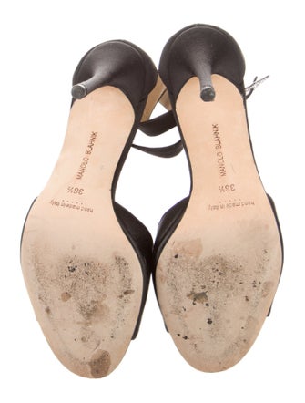 Manolo Blahnik Sanghalblack Satin D'Orsay Pumps