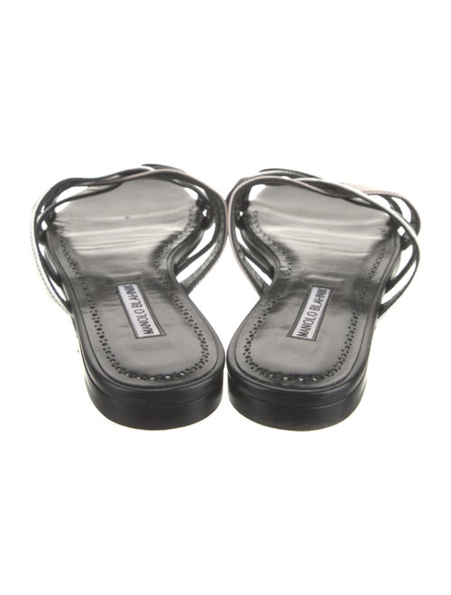 Manolo Blahnik Leather Colorblock Pattern Slides