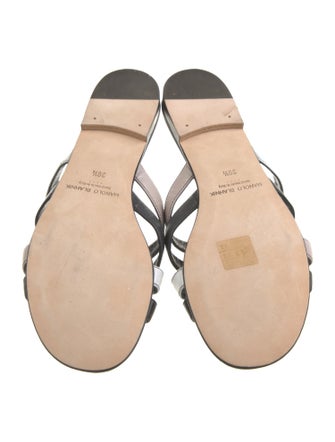 Manolo Blahnik Leather Colorblock Pattern Slides