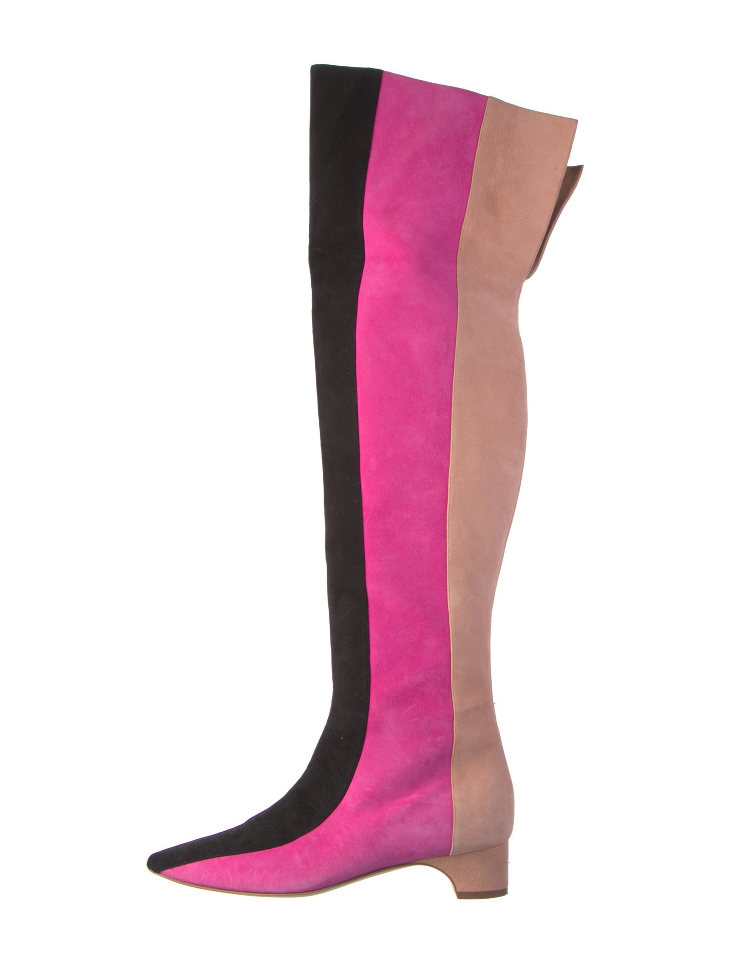 Manolo Blahnik Suede Colorblock Pattern Boots