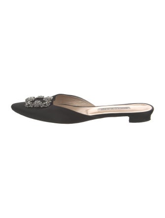 Manolo Blahnik Satin Crystal Embellishments Mules
