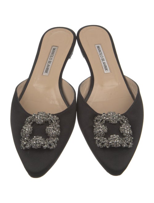 Manolo Blahnik Satin Crystal Embellishments Mules