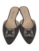 Manolo Blahnik Satin Crystal Embellishments Mules