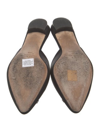 Manolo Blahnik Satin Crystal Embellishments Mules