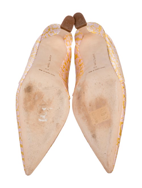 Manolo Blahnik Leather Embroidered Accent Pumps