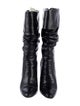 Manolo Blahnik Leather Ruffle Embellishment Slouch Boots