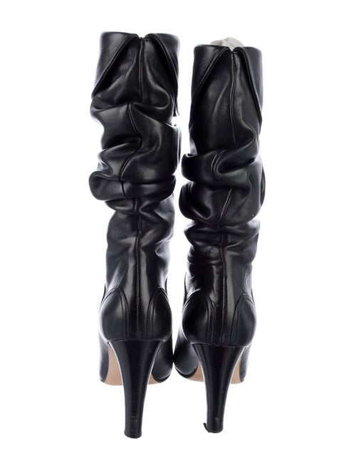 Manolo Blahnik Leather Ruffle Embellishment Slouch Boots