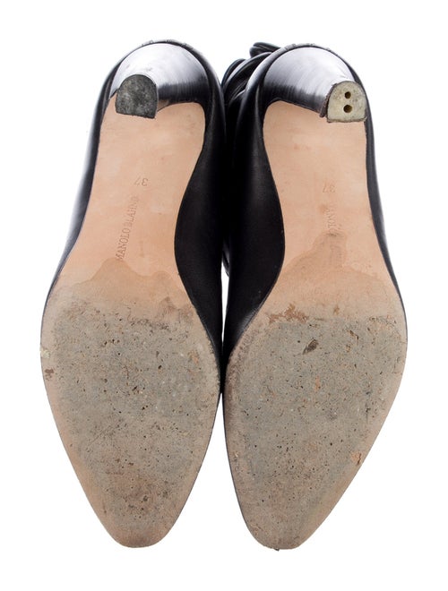 Manolo Blahnik Leather Ruffle Embellishment Slouch Boots