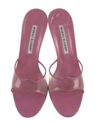 Manolo Blahnik PVC Leather Trim Embellishment Slides