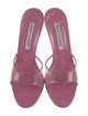 Manolo Blahnik PVC Leather Trim Embellishment Slides