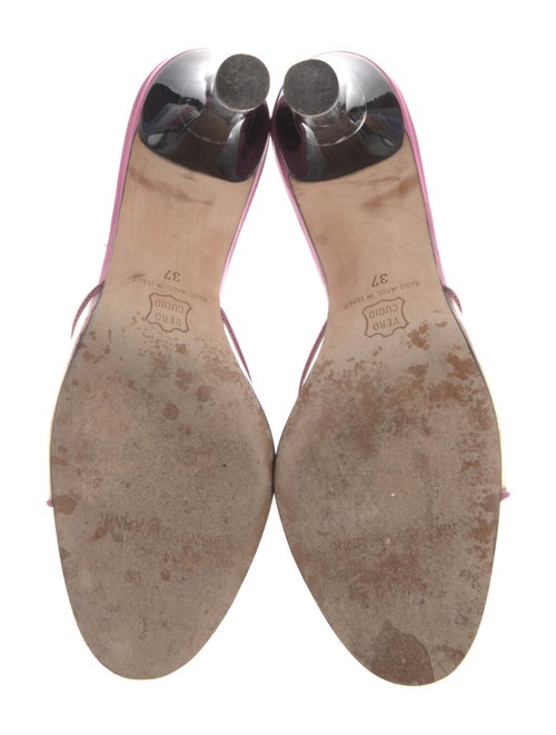 Manolo Blahnik PVC Leather Trim Embellishment Slides