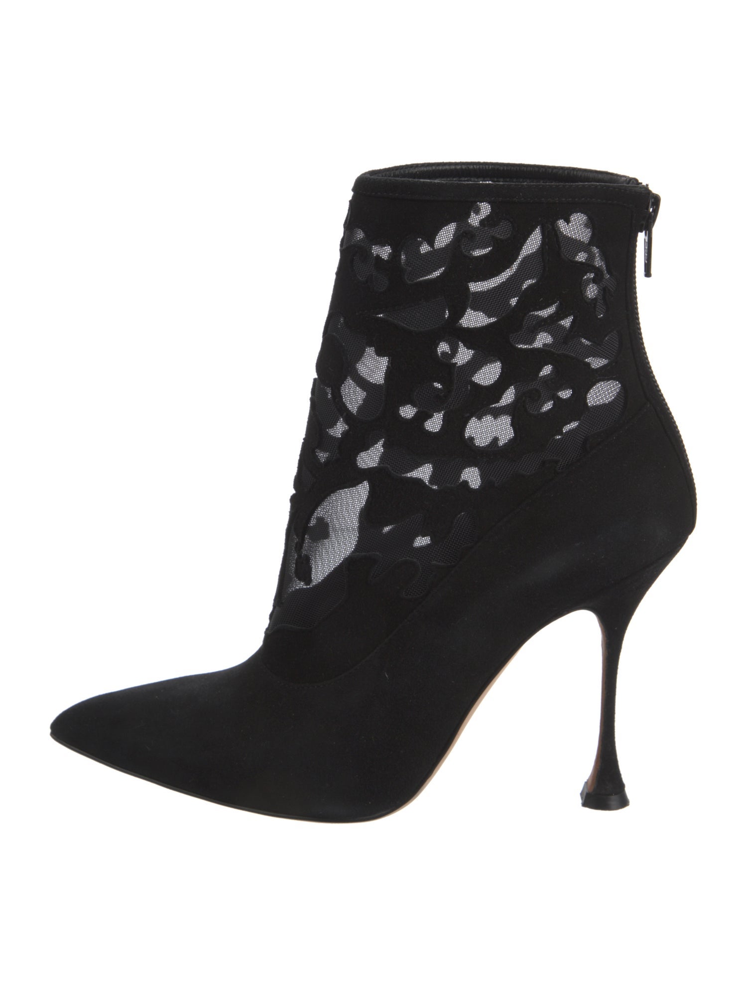 Manolo Blahnik Suede Mesh Accents Boots