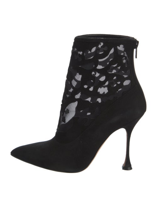 Manolo Blahnik Suede Mesh Accents Boots