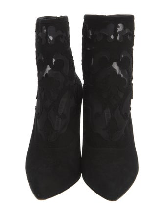 Manolo Blahnik Suede Mesh Accents Boots