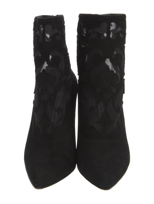 Manolo Blahnik Suede Mesh Accents Boots