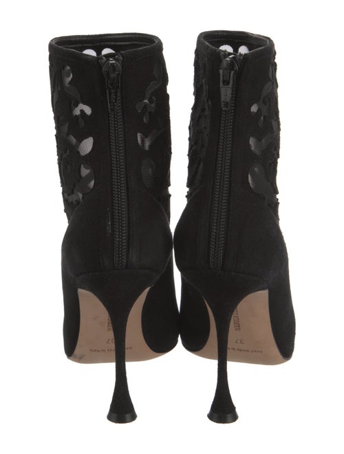Manolo Blahnik Suede Mesh Accents Boots