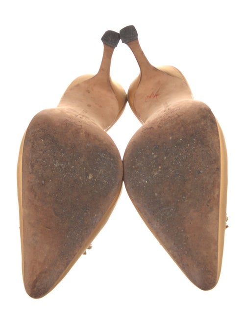 Manolo Blahnik Satin Crystal Embellishments Mules