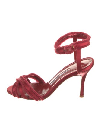 Manolo Blahnik Leather T-Strap Sandals